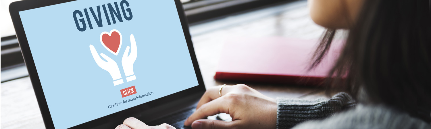 Ways to Give - someone on a computer Giving website